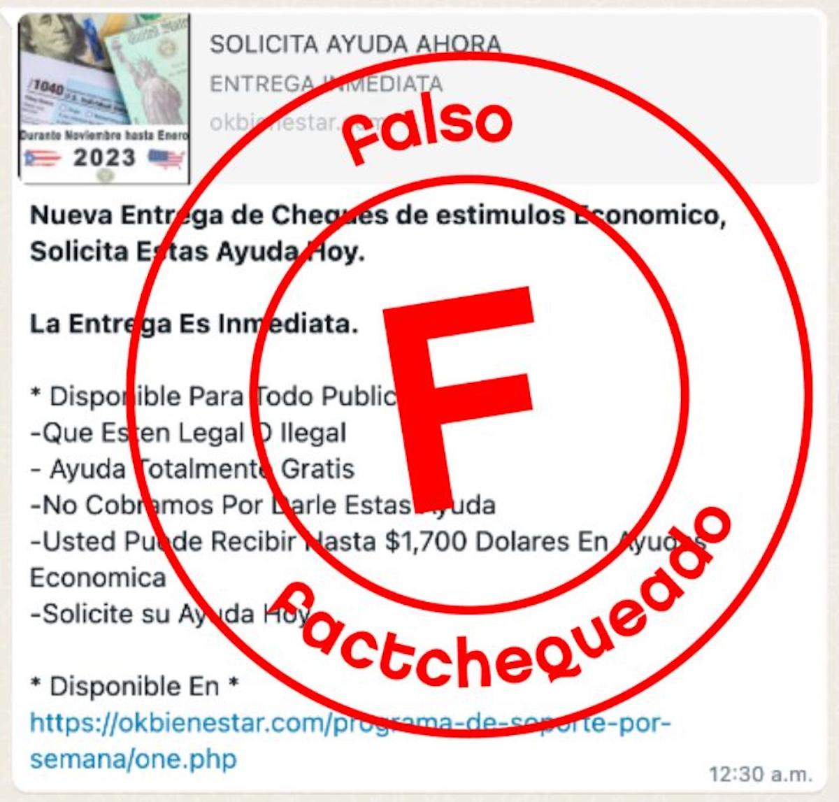 Cheque Estimulo Reverso Falso que EE.UU. está entregando nuevos cheques de estímulo